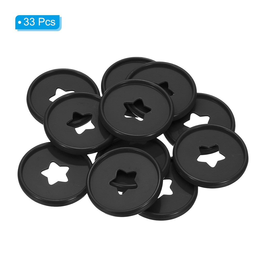 35mm Plastic Book Binding Discs, 33 Pack Expansion Discs Star, Black