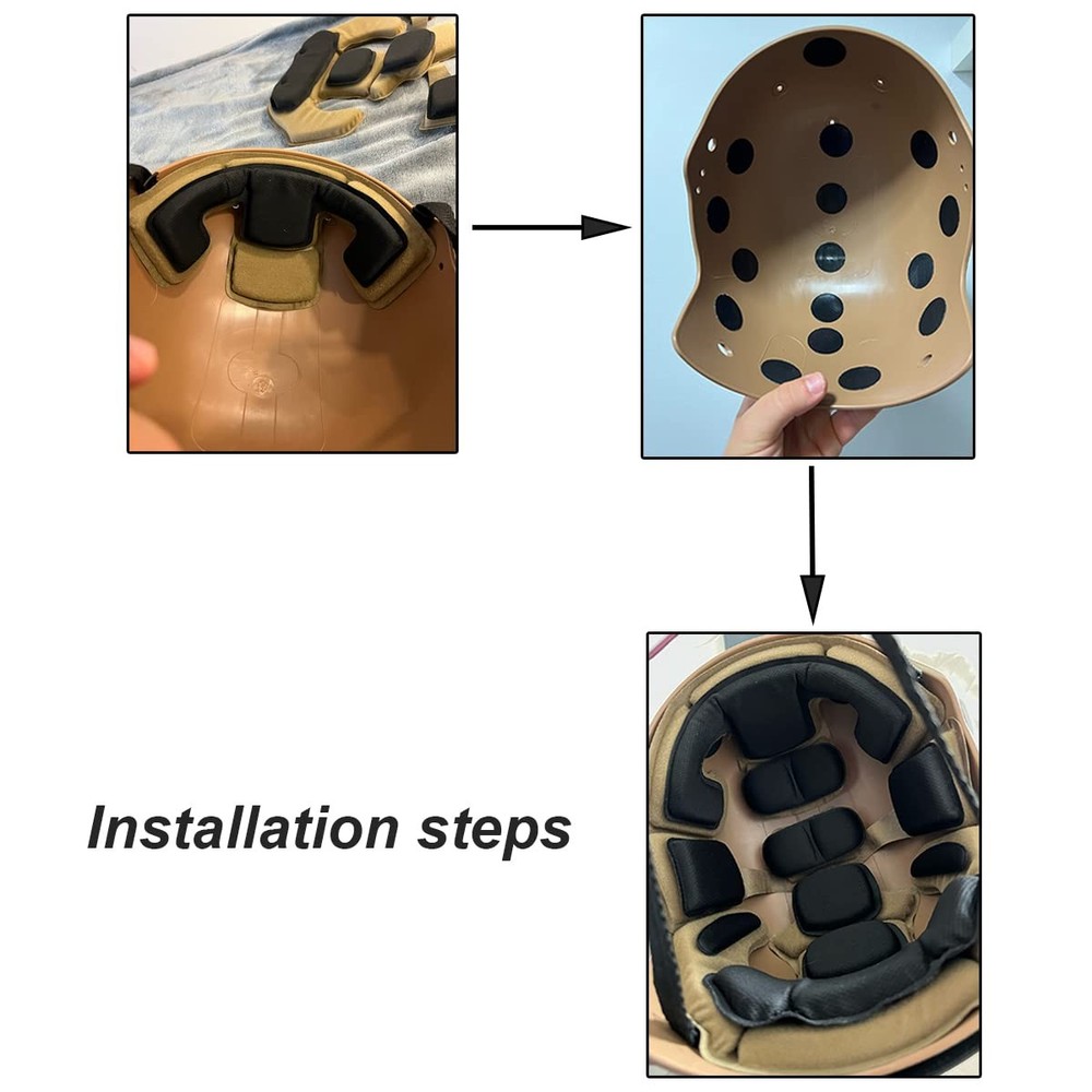 Tactical Airsoft Helmet Memory Foam Pad Padding Protective One Size, Black