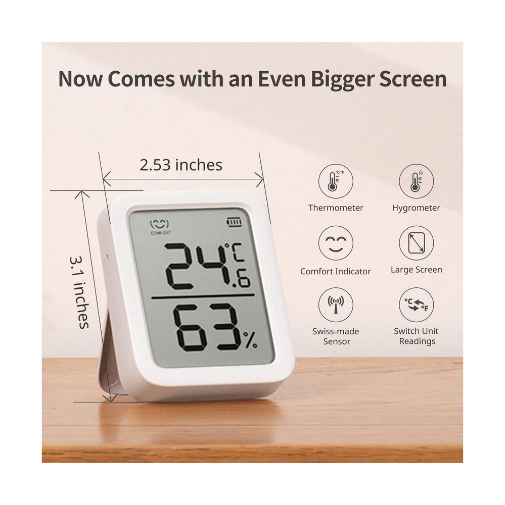 SwitchBot Thermometer Hygrometer, Bluetooth Indoor Humidity Meter for Home, T...