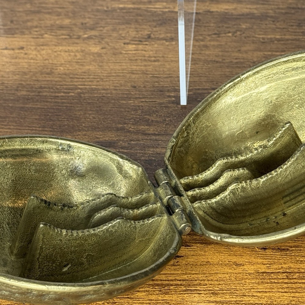 Vintage Heavy Solid Brass Walnut Shaped Nutcracker Nut Cracker