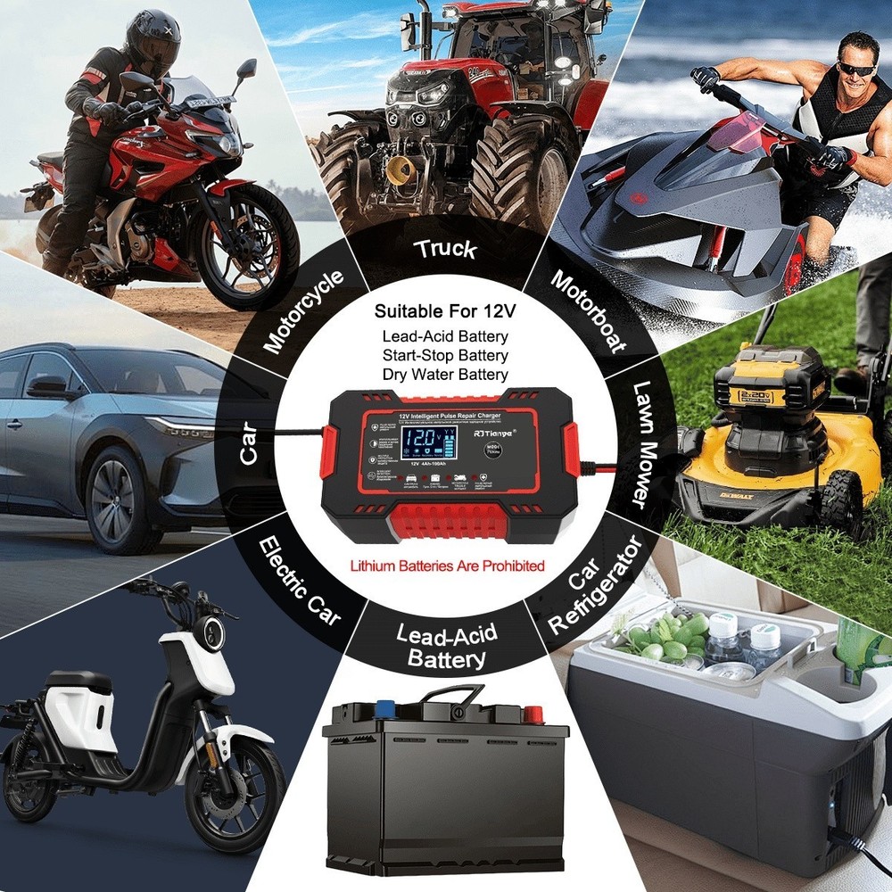 12V 6A Automatic Smart Car Battery Charger - Trickle Maintainer with Auto Stop
