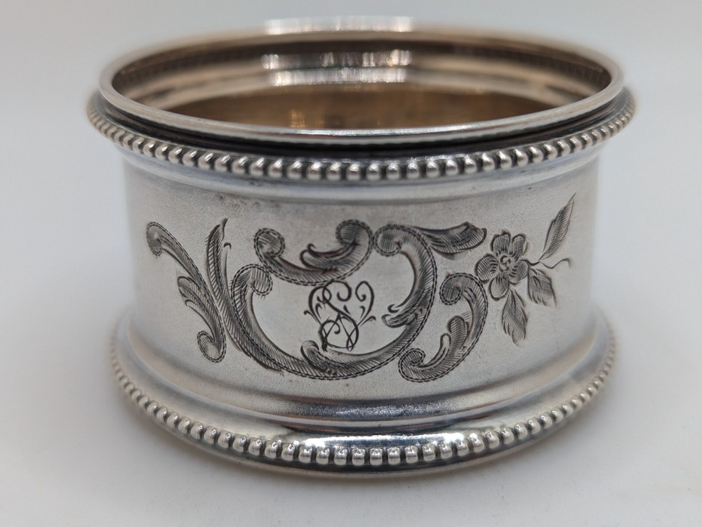 Antique German 800 Silver Napkin Ring "SW" or "WS" initials engraving