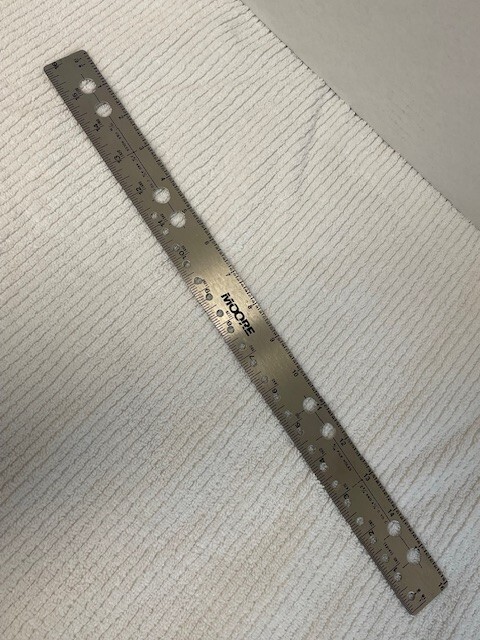 Vintage MOORE 2-Sided Stainless 16" Office Ruler