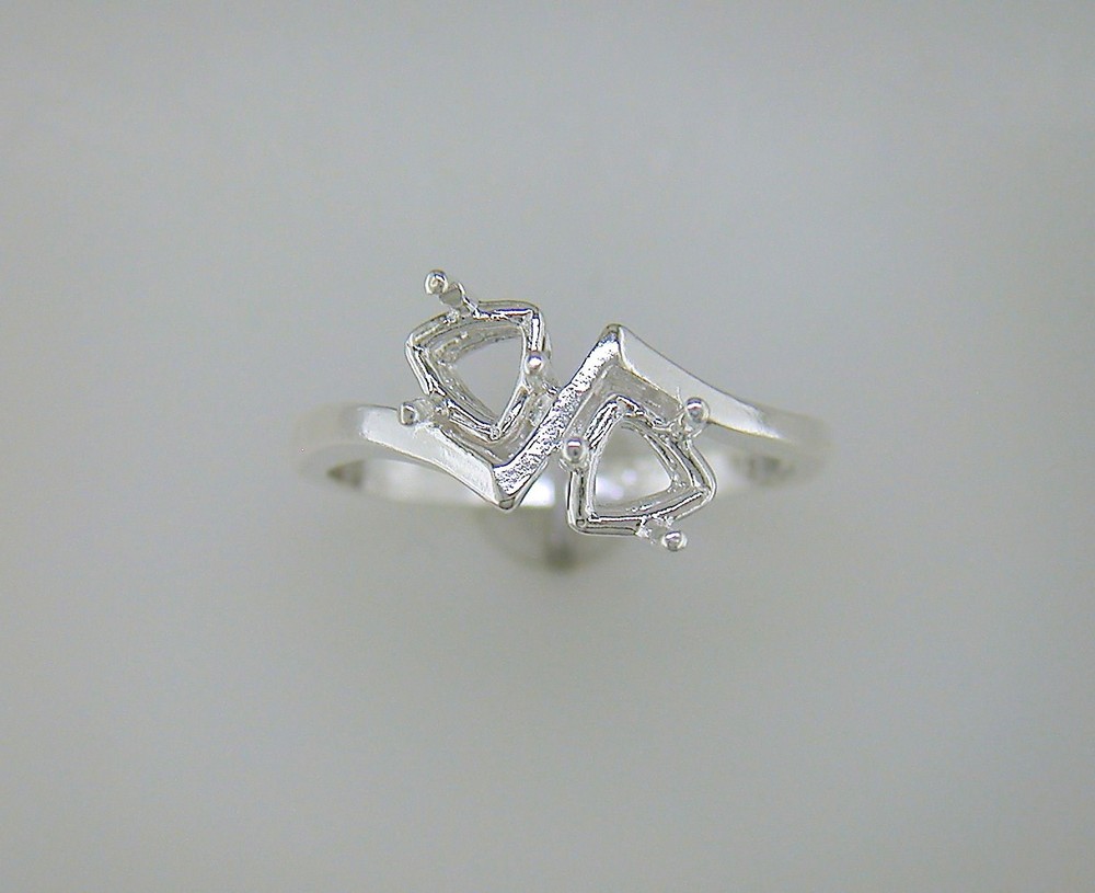 6 mm Double Trillion Ring Setting Sterling Silver