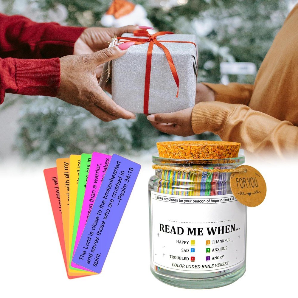 Bible Verse Jar with 108 Self-Adhesive Scripture Verse Cards Clear