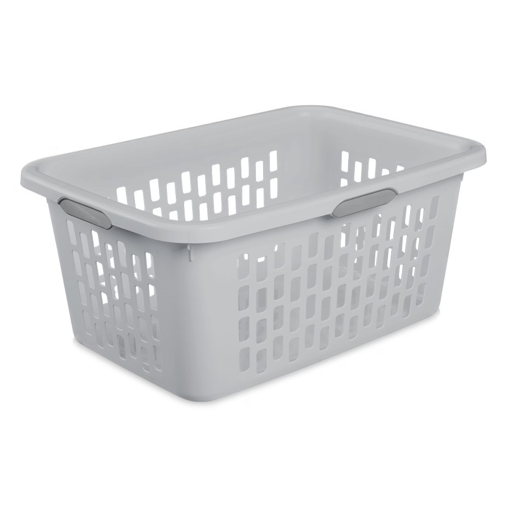 Large Plastic Laundry Basket 2 Bushel Capacity with 4 Easy Grip Handles Light