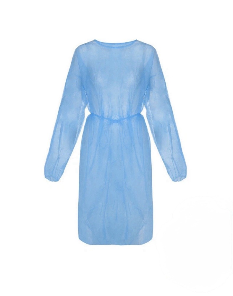 Disposable Blue Isolation Gown Long Sleeve One Size