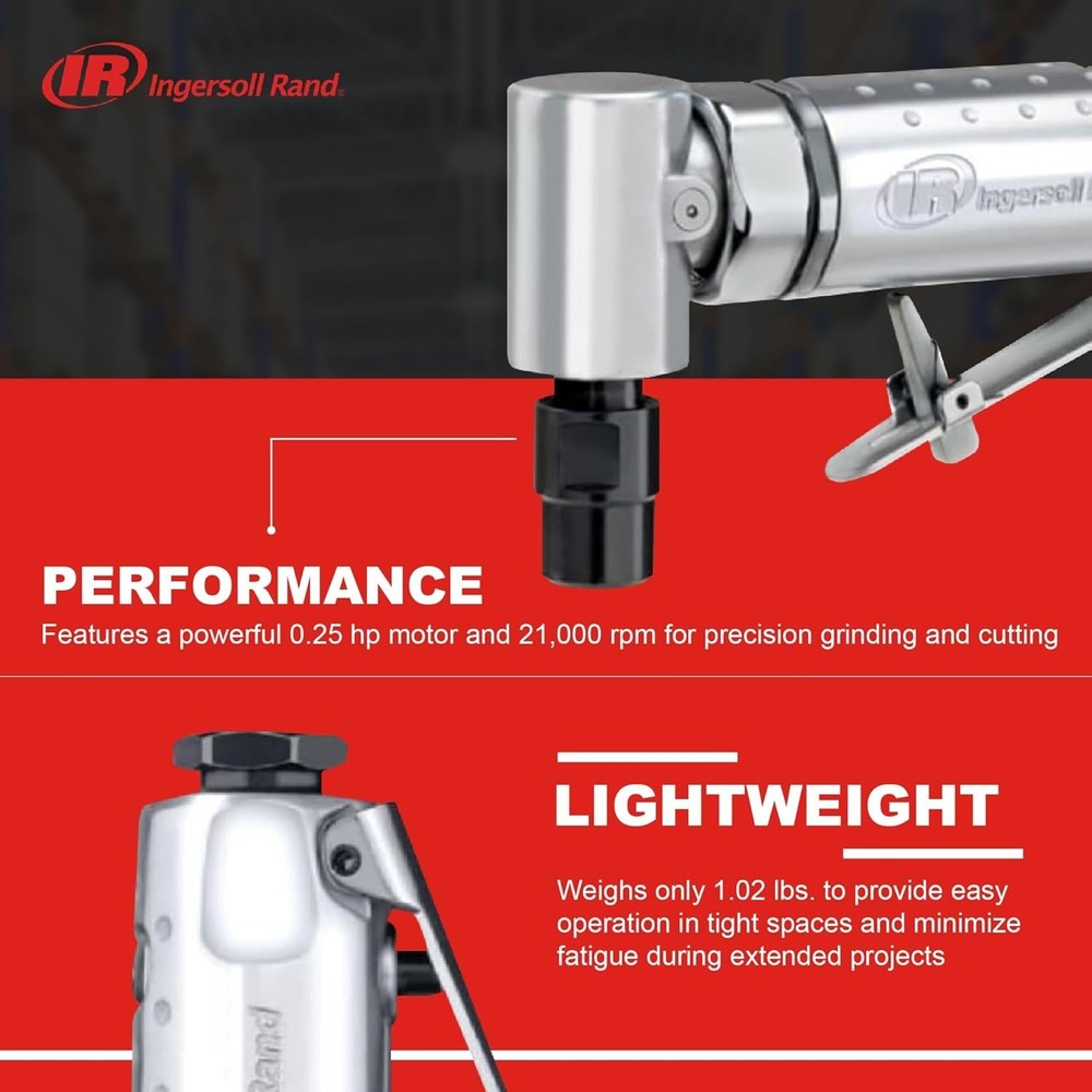 Efficient 301B Air Die Grinder - Right Angle Design, 1/4" Collets, Front Exhaust