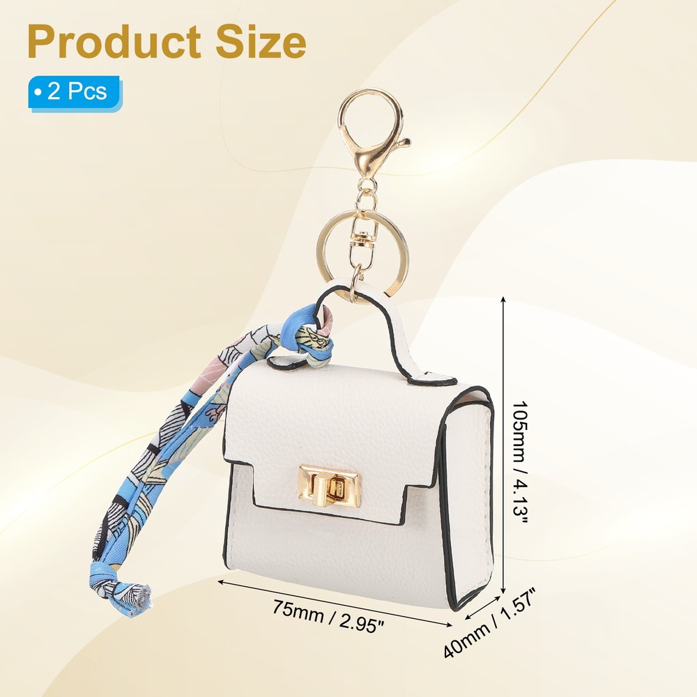 2 Pcs Mini Backpack Keychain Pouch, White