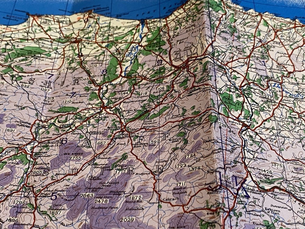 World War II Eastern Highlands Scotland War Office 1943 Pilot Navigation Map