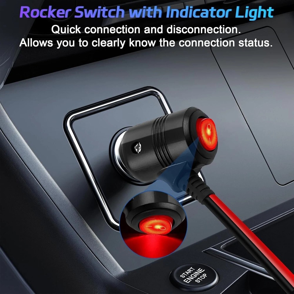 Universal Car Cigarette Lighter Adapter with Switch 2-Socket 12V/24V Splitter