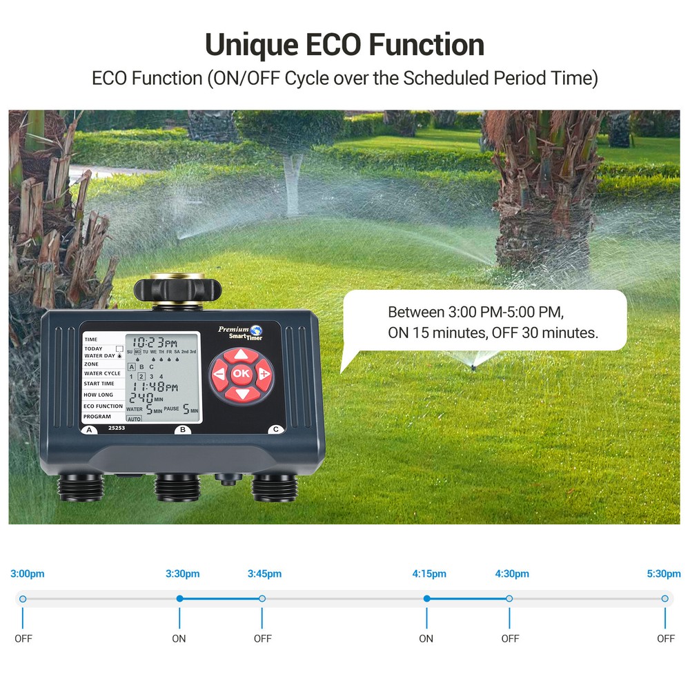 DEWENWILS Electronic 3 Zone Water Sprinkler Timer Hose Programmable Digital