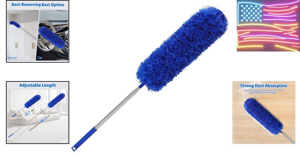 Duster with 80" Extension Pole for Cleaning, Bendable Duster Microfiber Head,...