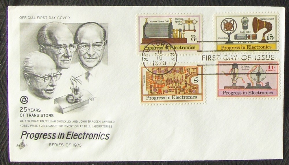 US FDC PROGRESS in ELECTRONICS Art Craft 1973 with 4 different stamps.