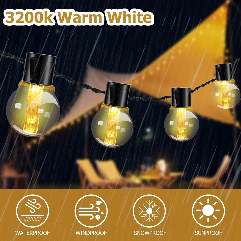 uominy Outdoor String Lights,Plug-in Low Voltage 3.5V,G50 Globe Patio String