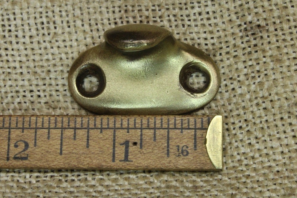 Old Window Sash Lift Pull Cast Satin SOLID BRASS Oval Smooth Vintage 1880