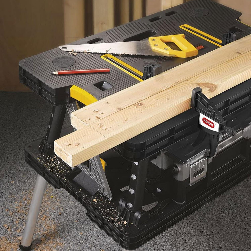Heavy-Duty Folding Workbench with 1,000 Pound Capacity - Foldable Work Table for