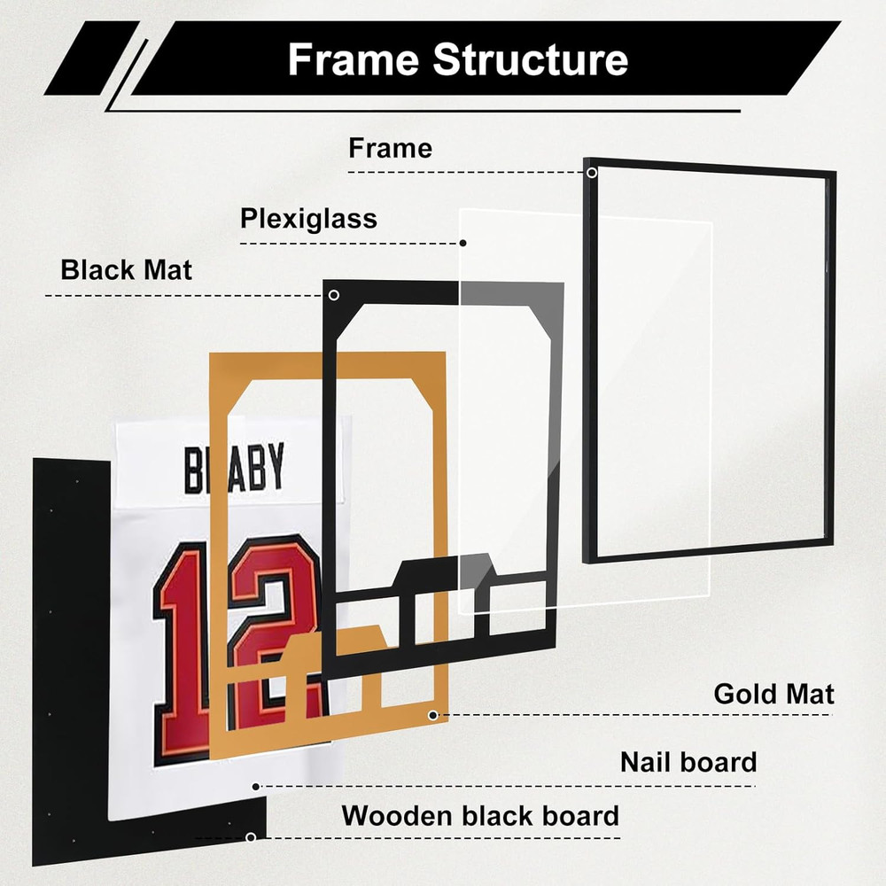 Jersey Frame Display Cases, Jersey Frame with Picture Slots, Jersey Shadow Box D