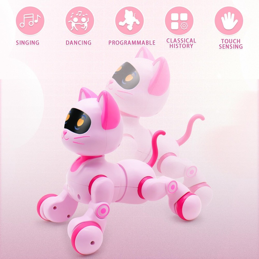 Remote Control Robot Cat Toy - RC Robotic Cat for Kids, Interactive Programma...