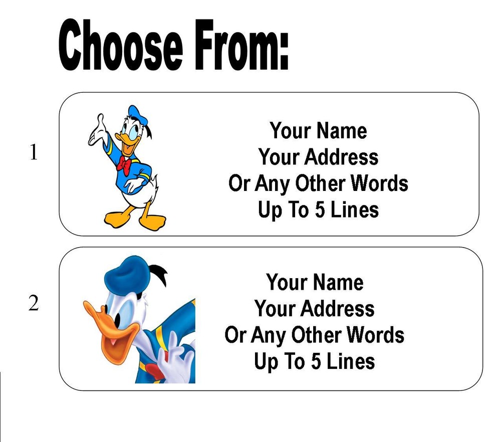 30 Donald Duck Personalized Address Labels