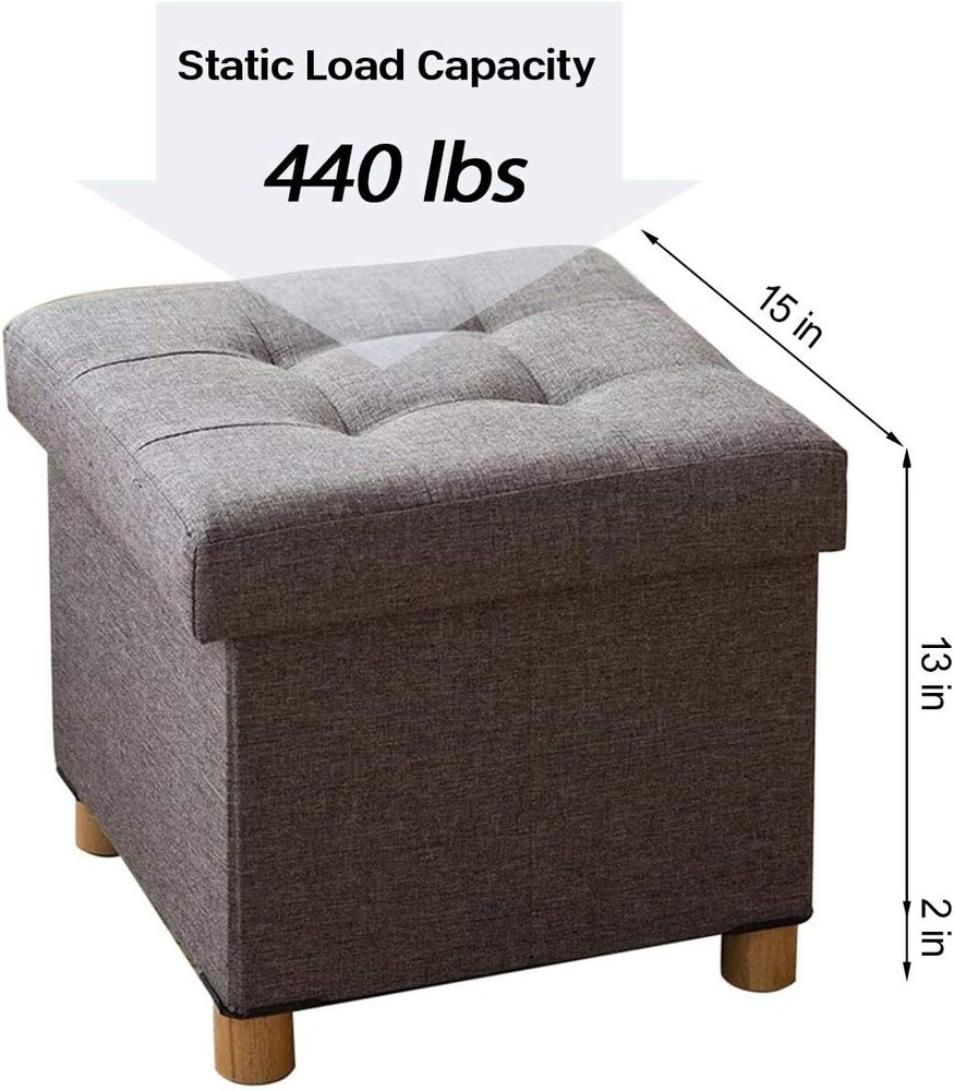 BRIAN & DANY Storage Ottoman Cube, Small 15 x 15 x 15 Inches, Grey
