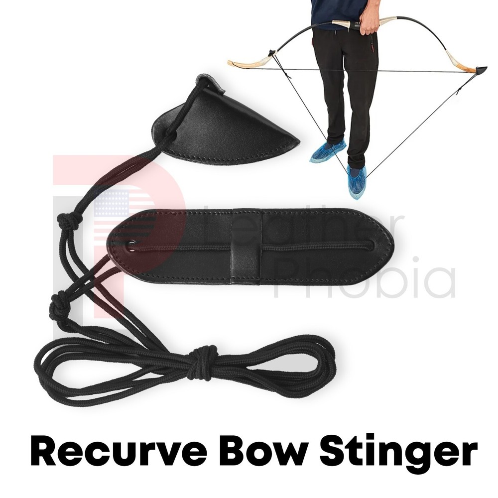 Leather Bow Stringer Black Archery Bowstring Recurve Longbow Replace Rope Tool