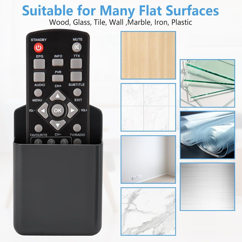 3 Pack Remote Control Holder Wall Mount Black