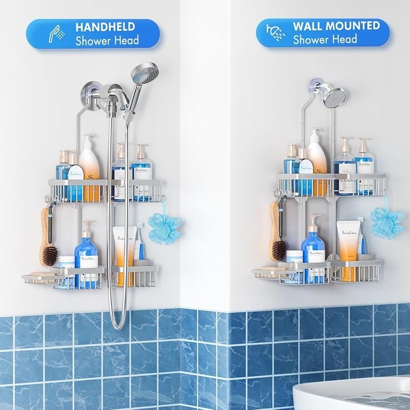 Adjustable Shower Caddy Handheld Shower Rustproof Aluminum Storage Organizer New