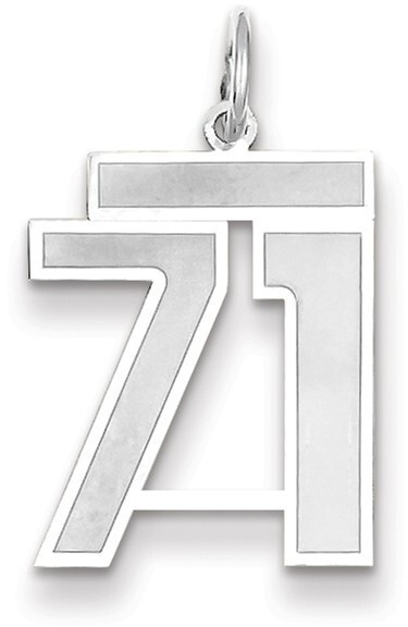 14K White Gold Medium Satin Number 71 Charm