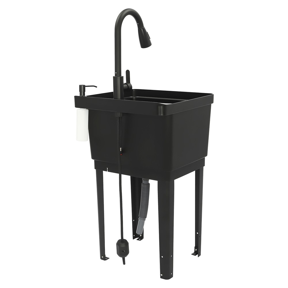 Durable Laundry Sink with Pull-Out Faucet and Spacious Design