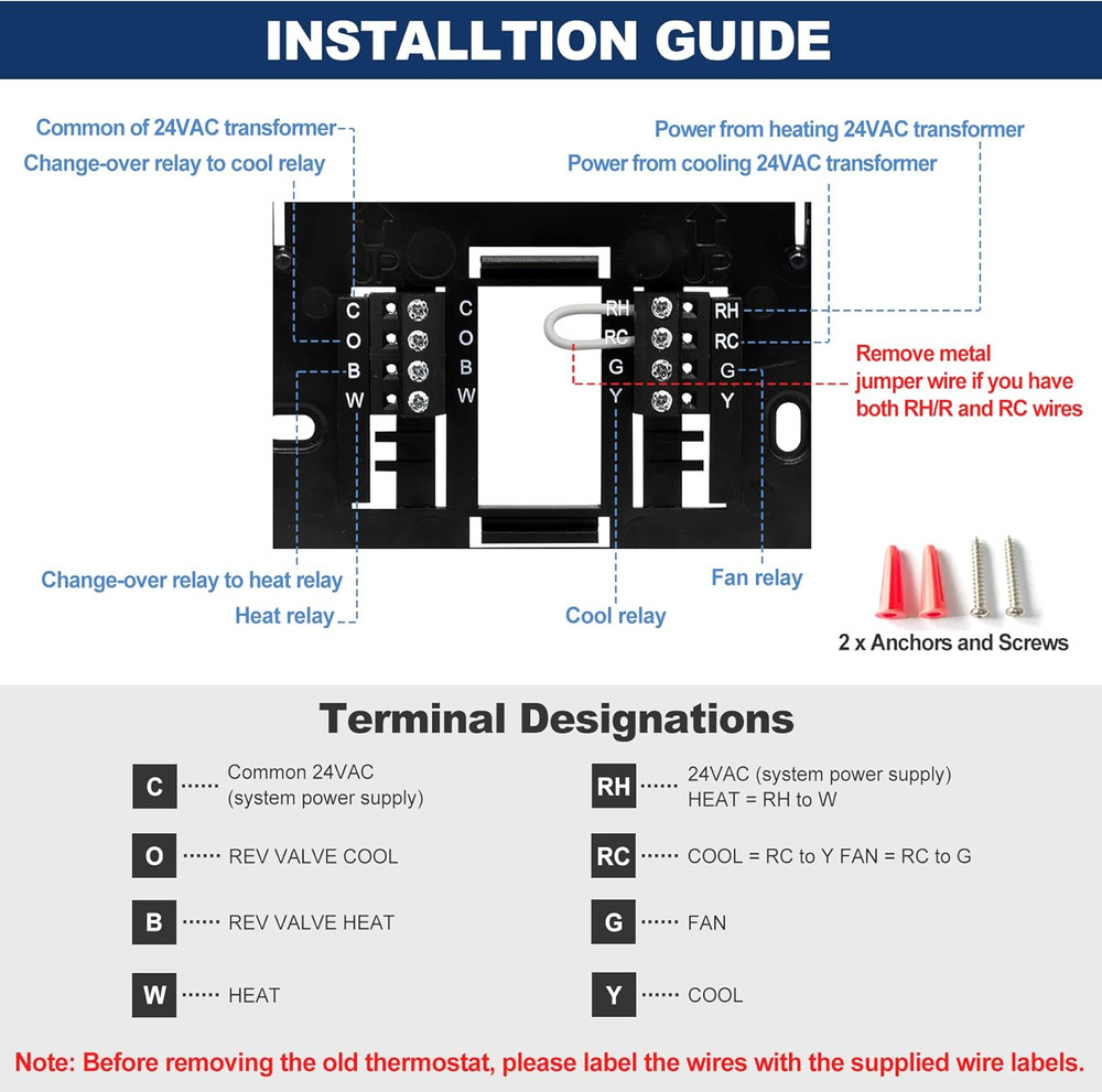 2 Pack - Digital Thermostat with Large LCD Display, Non-Programmable,