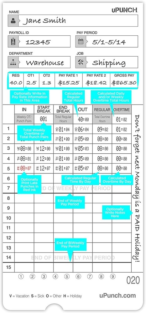 50 Time Cards for HN4000