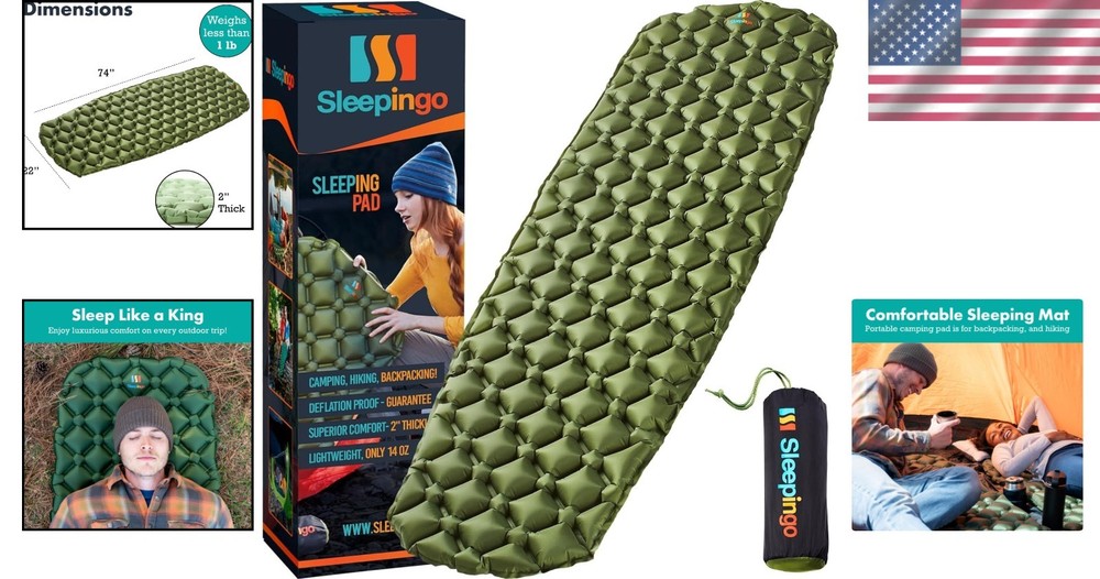 Inflatable Camping Sleeping Pad - Lightweight, Waterproof, and Easily Packable