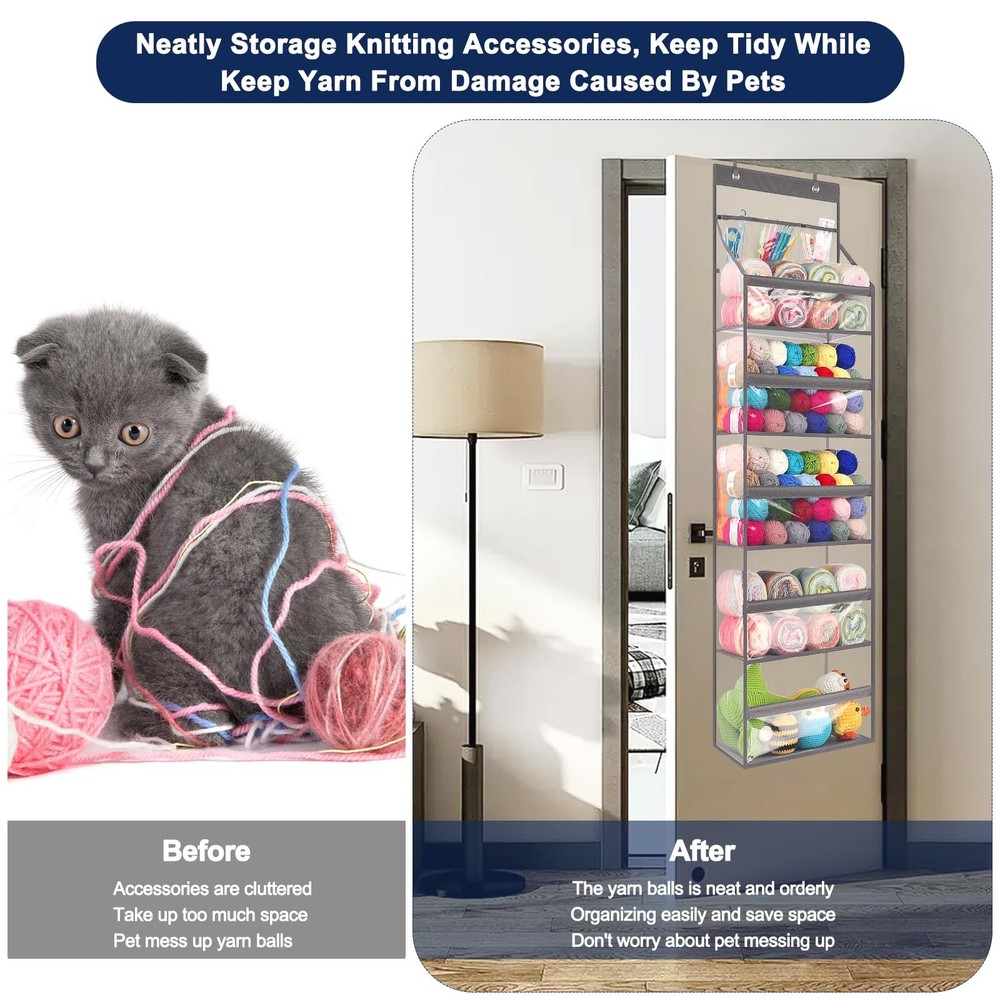 Hanging Yarn Storage Organizer, Large Capacity Knitting Organizer Storage wit...