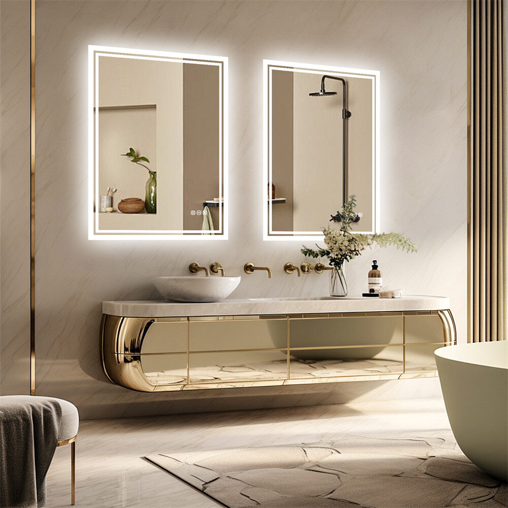 LED Backlit Illuminated Bathroom Mirror Makeup Wall Mirror Touch Sensor Anti-Fog