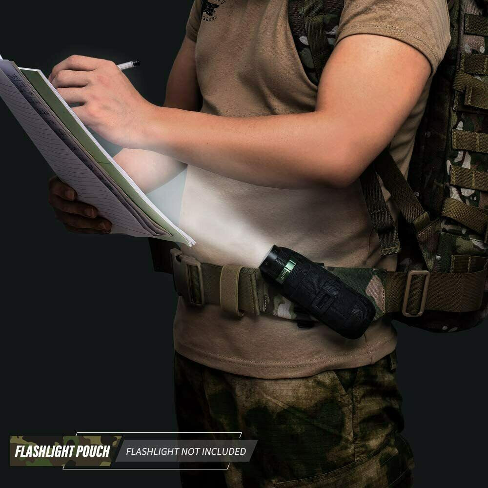 Tactical Flashlight Pouch Holster, Rotatable Flashlight Holder Belt Clip Case