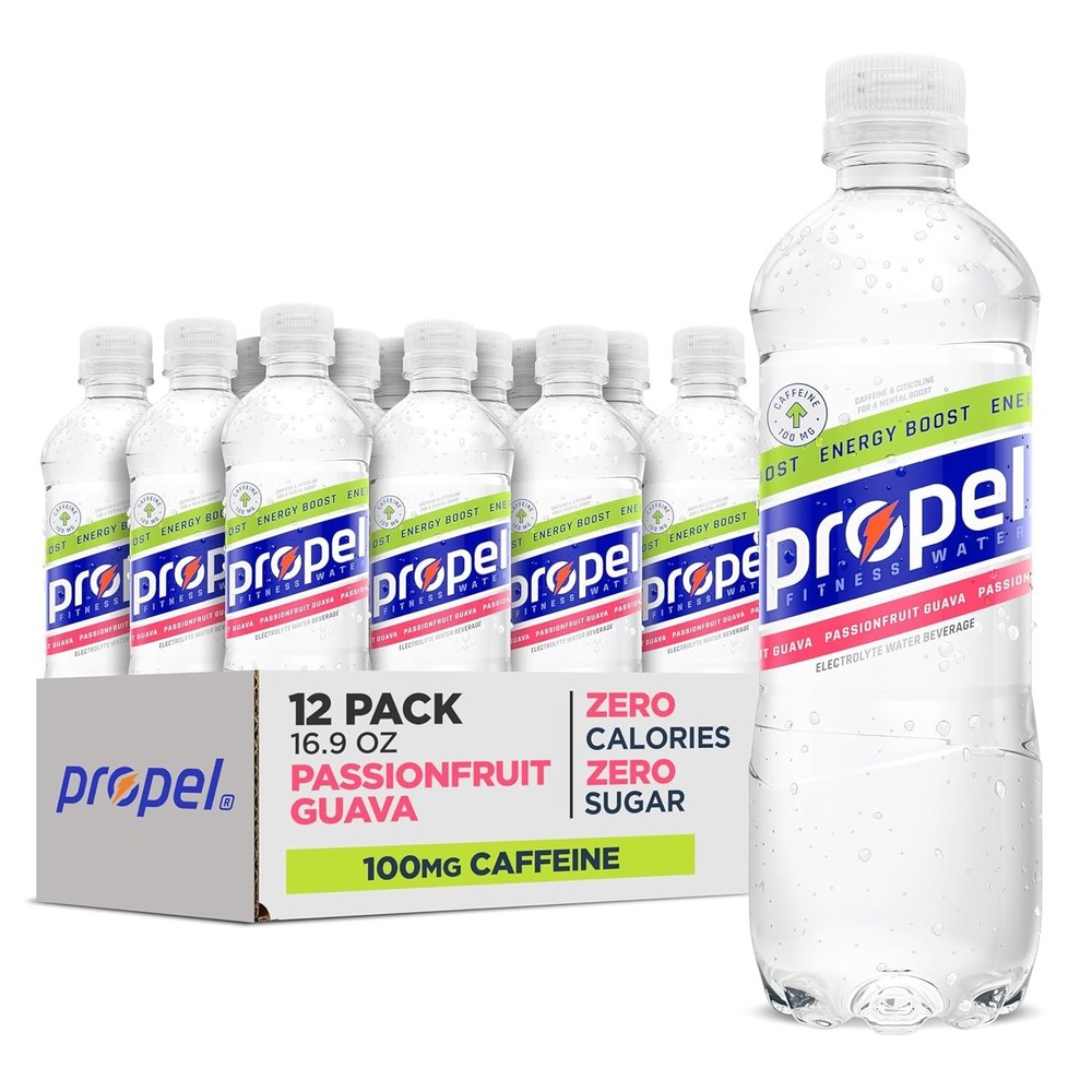 Energy Boost Zero Calorie Flavored Water With Electrolytes and Caffeine, Pass...