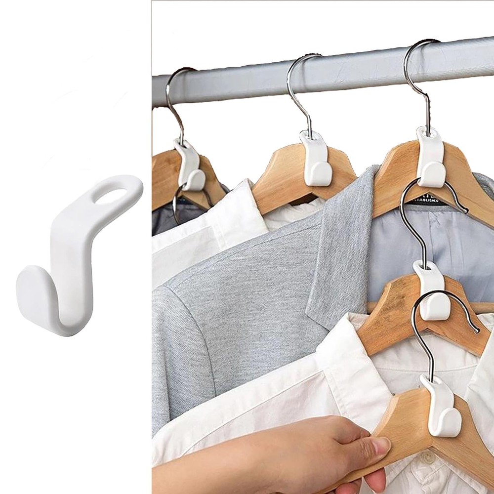 Space Saving Hanger Hooks 50pcs Polypropylene 5KG Max Capacity White Closet H...