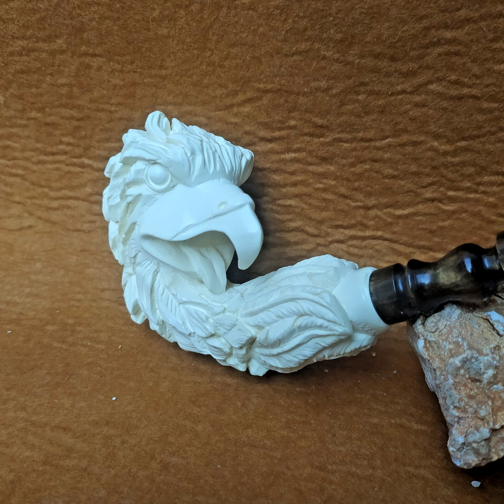 Big Size Eagle Head Meerschaum Pipe with Fitted Case
