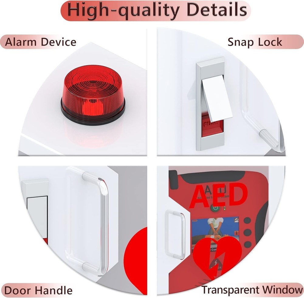 Durable Steel AED Cabinet with Secure Lock and Visual Identification Window