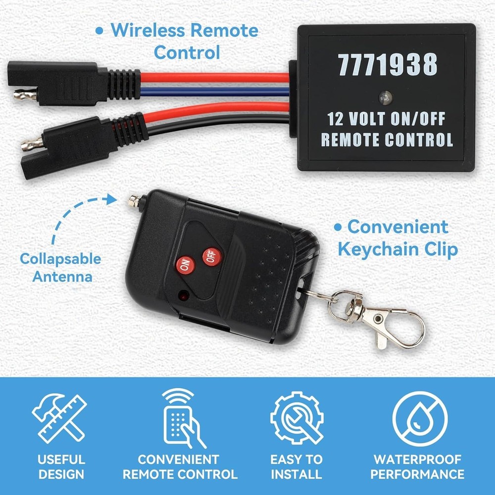 Lightweight 12 Volt Wireless Remote - Seamless Control with Convenient Clip