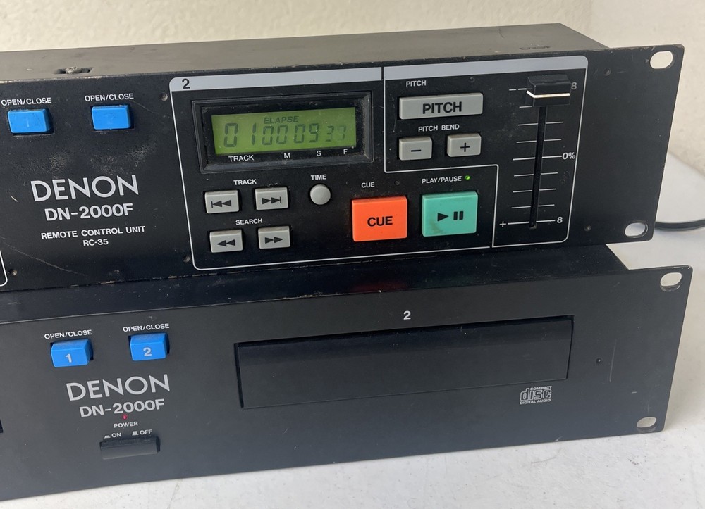 Denon DN-2000F Dual CD Player w/ RC-35 Remote Control Unit Rack Mount DJ Tested