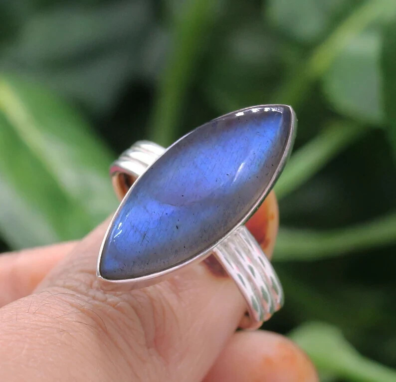 925 Silver Ring / Labradorite / Handmade Ring / Statement Ring /All Size SB-87
