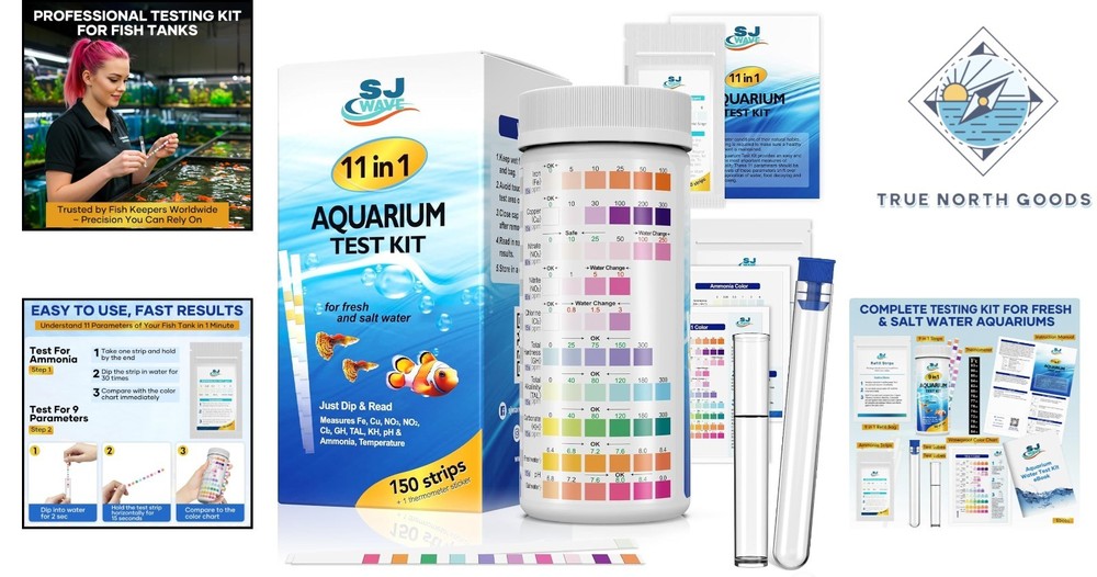Fish Tank Water Kit with 11 Parameters, 150 Strips & Easy-Read Color Chart