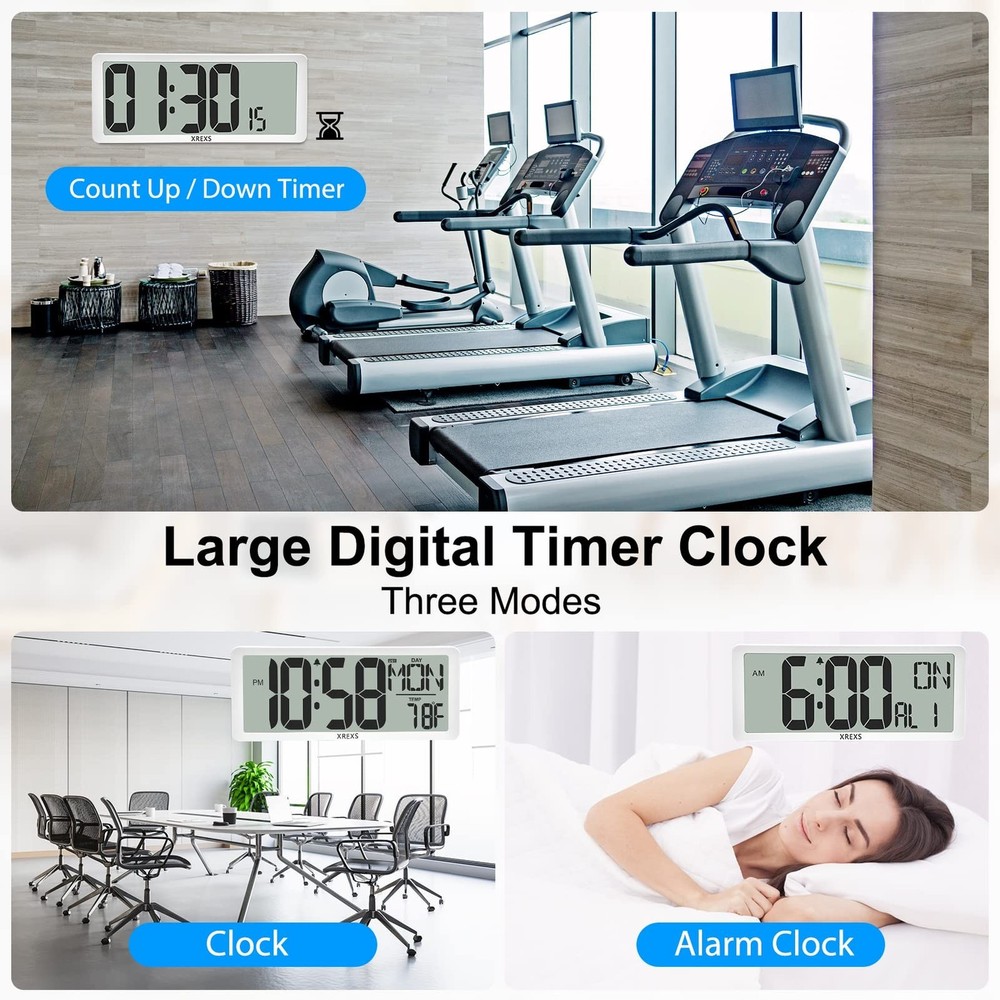 XREXS Digital Wall Clock with Backlight (Not Constantly Illuminated), 14.17 I...