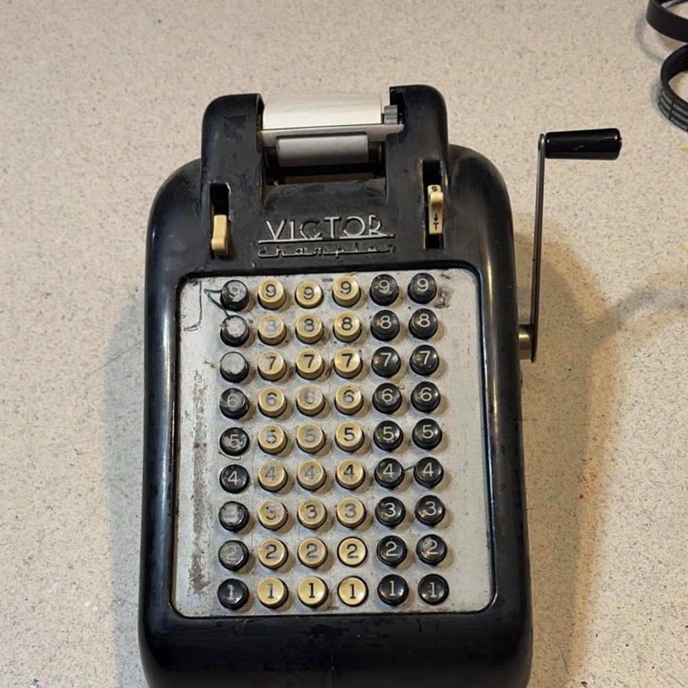 Victor Champion Vintage Mechanical Adding Machine Black
