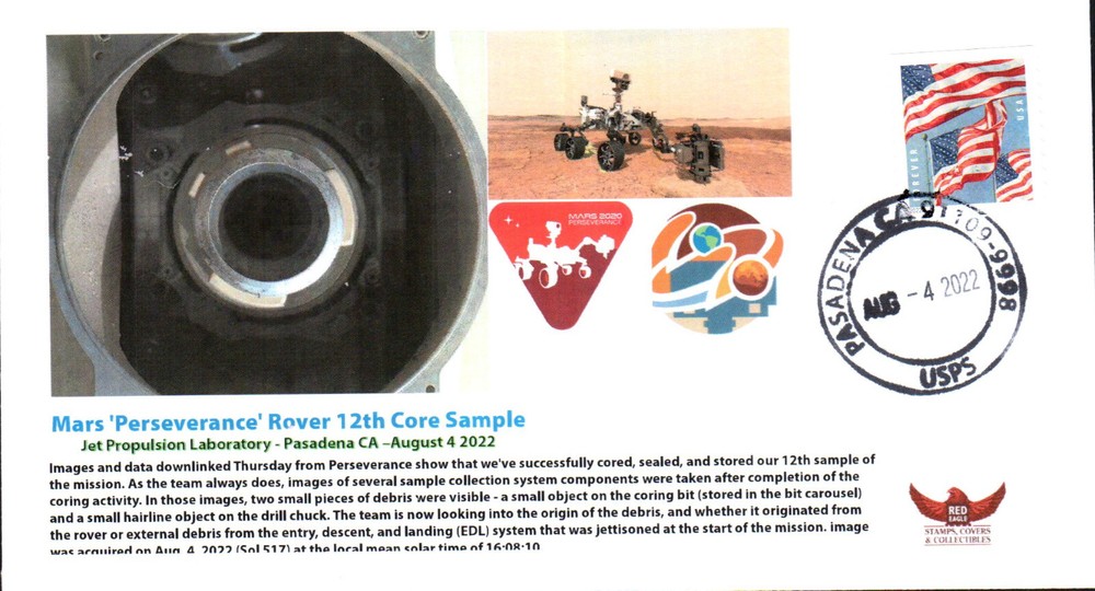 2021 Mars Perseverance Rover 12th Core Sample JPL Pasadena 4 August