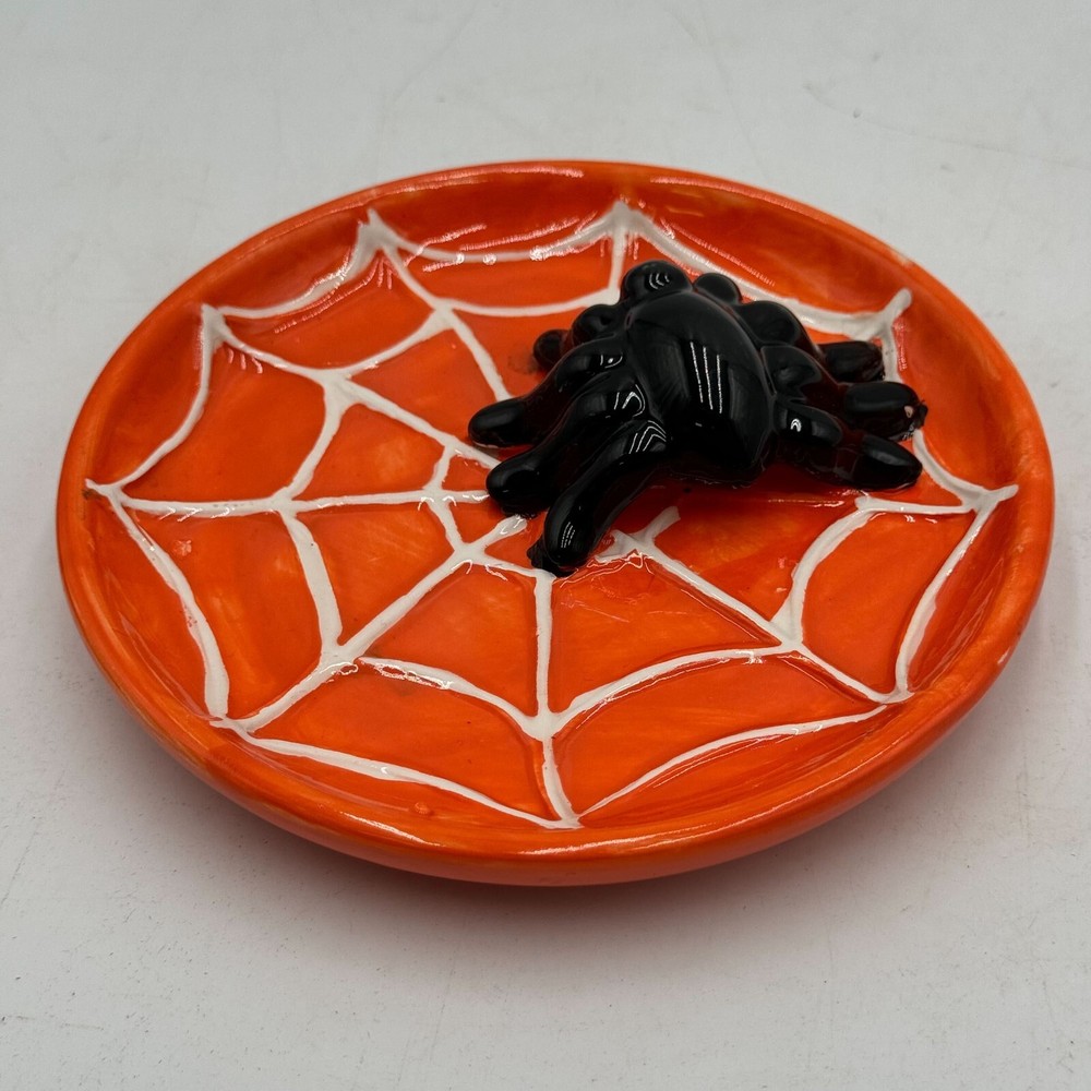 Halloween Ceramic Decorations - Round Candy Dish, Black Hand, Spider, Ghost