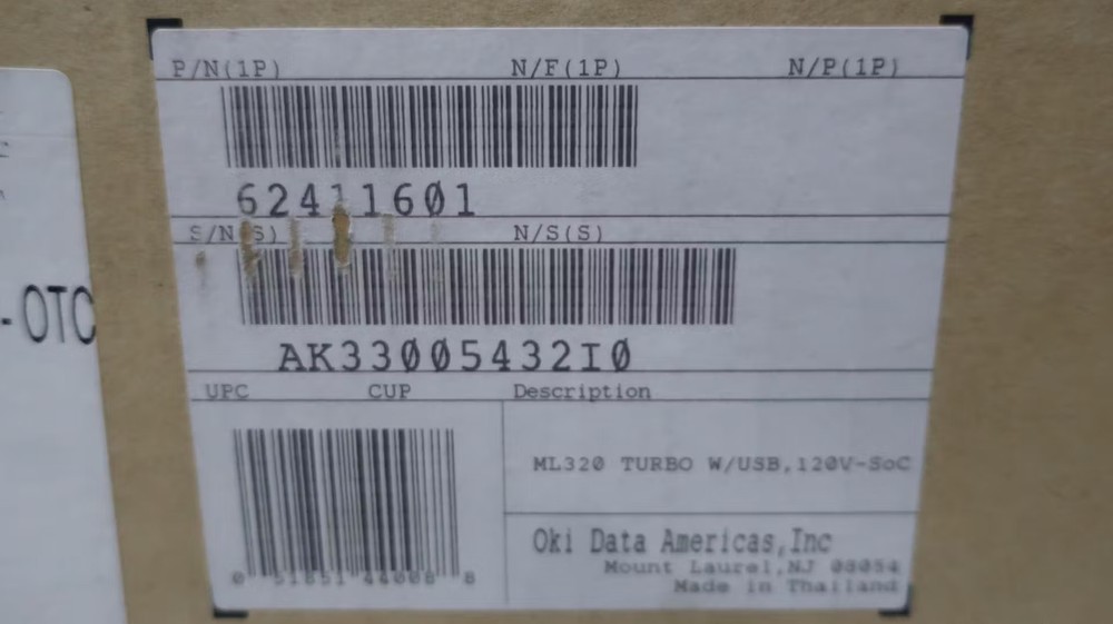 Oki 62411601 Microline 320t Dot Matrix Printer 120v-ac