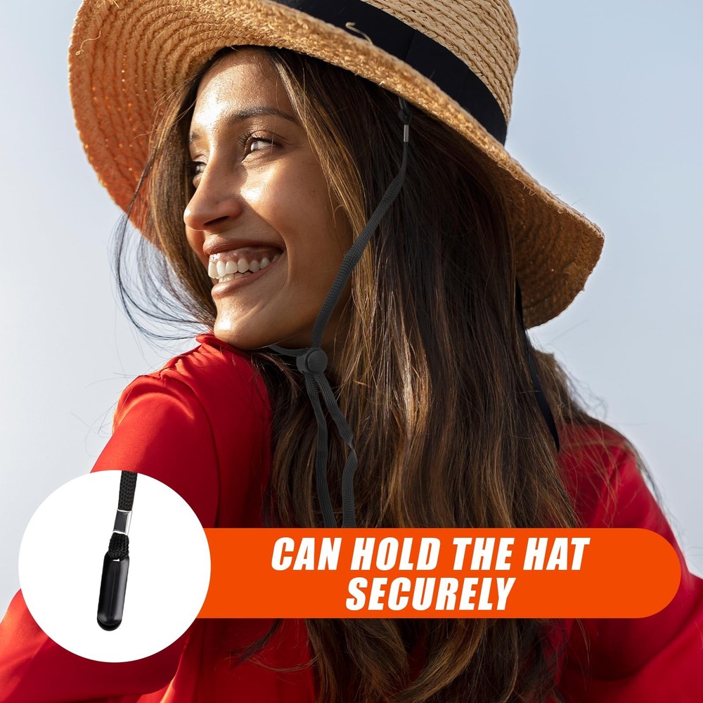 5 Pcs Adjustable Hat Strap Clips - Elastic Removable Chin Cord, 6, Black